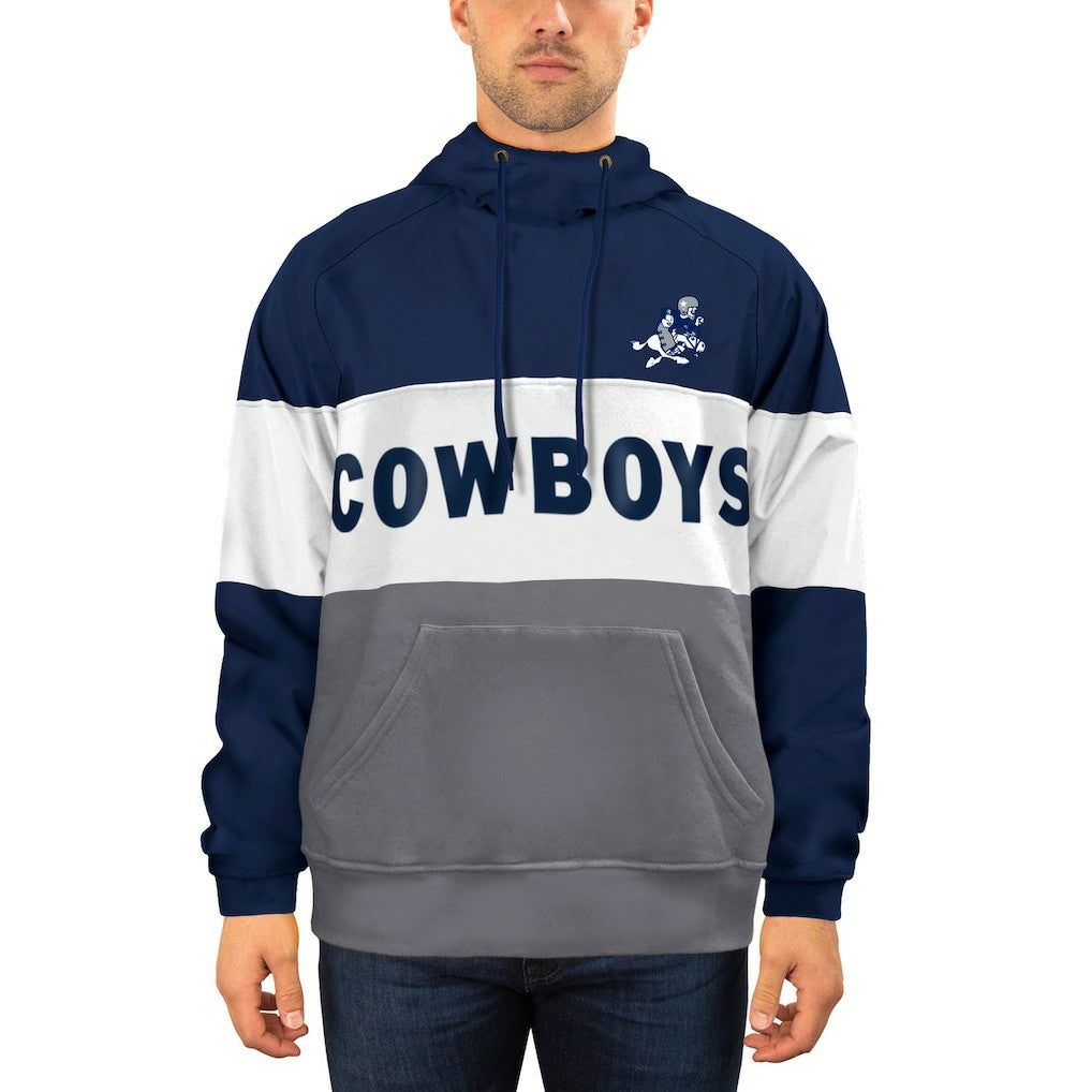 Dallas Cowboys New Era Fleece Retro Joe Pullover Hoodie - Navy/White - NFL