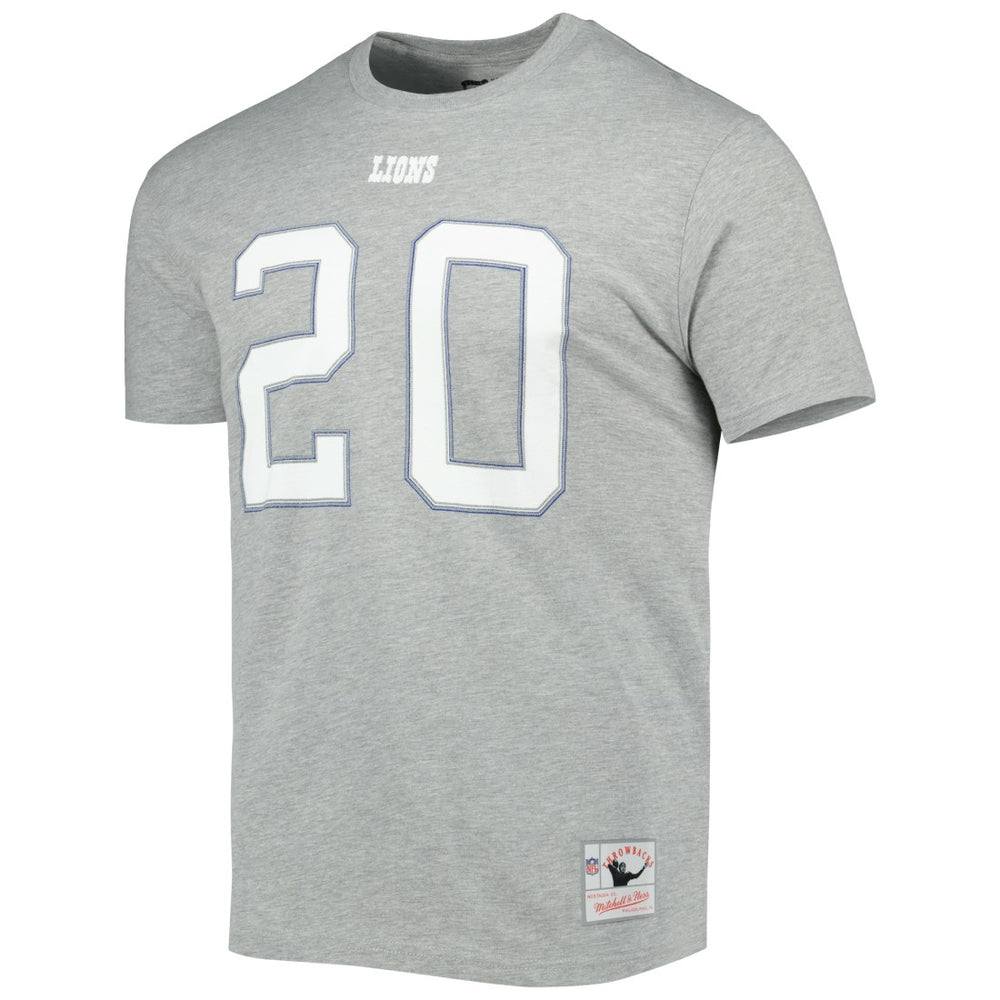 Barry Sanders Detroit Lions Retired Player Logo Name & Number T-Shirt - Gray - Mitchell & Ness