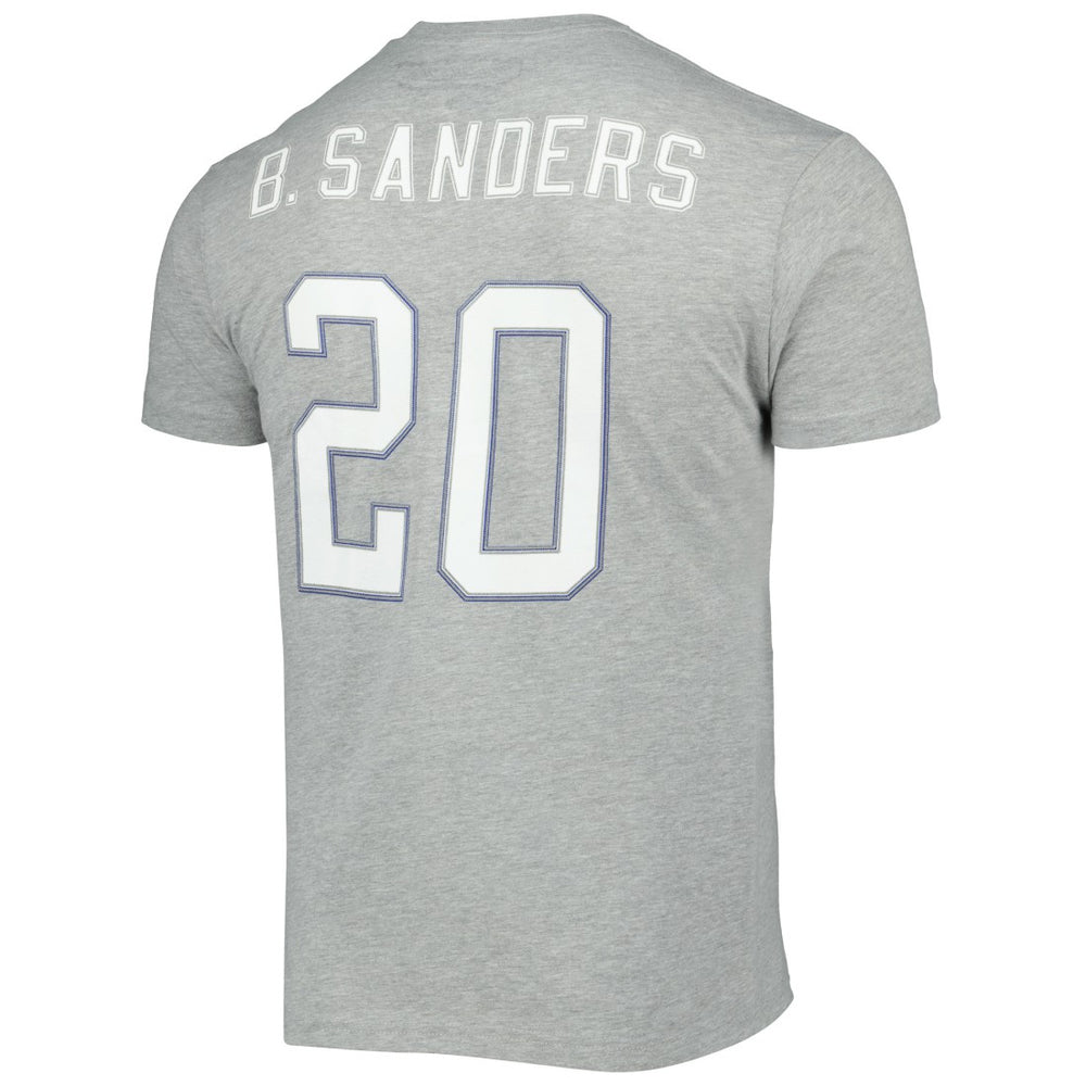 Barry Sanders Detroit Lions Retired Player Logo Name & Number T-Shirt - Gray - Mitchell & Ness
