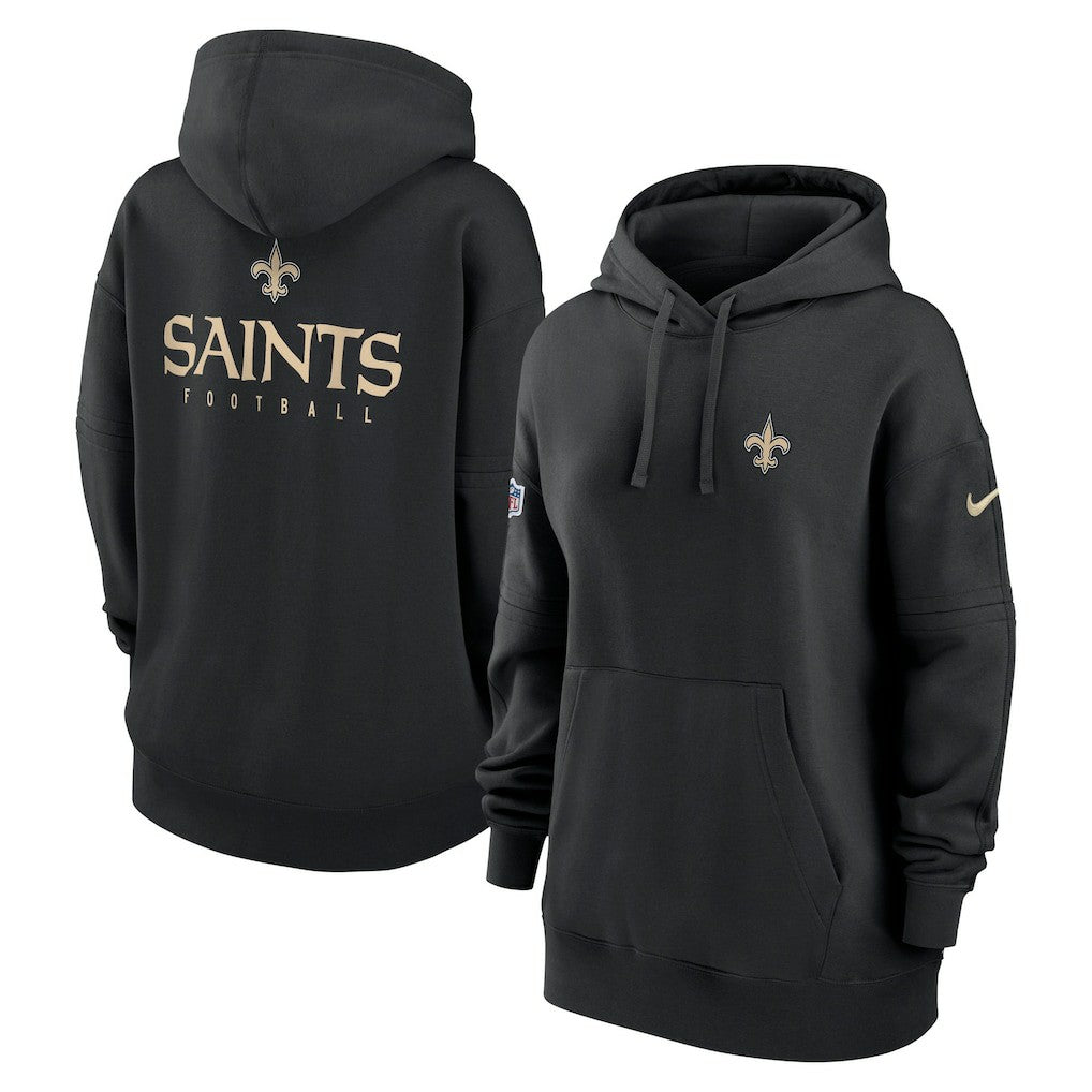 New Orleans Saints Women's 2023 Sideline Club Fleece Pullover Hoodie - Black - Nike