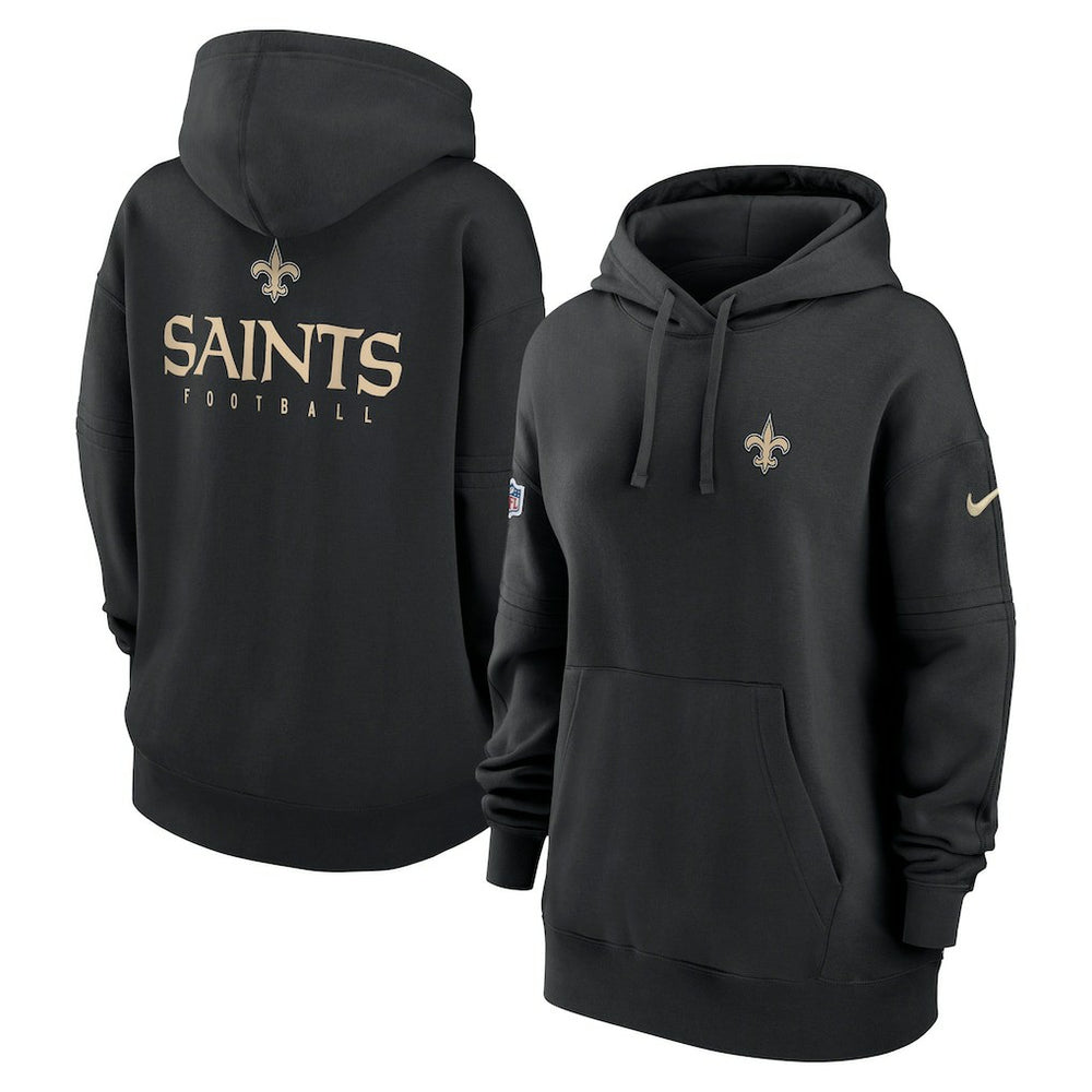 New Orleans Saints Women's 2023 Sideline Club Fleece Pullover Hoodie - Black - Nike