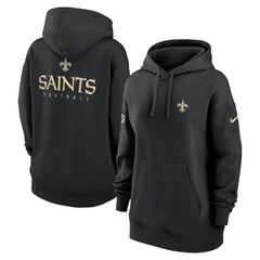 New Orleans Saints Women's 2023 Sideline Club Fleece Pullover Hoodie - Black - Nike