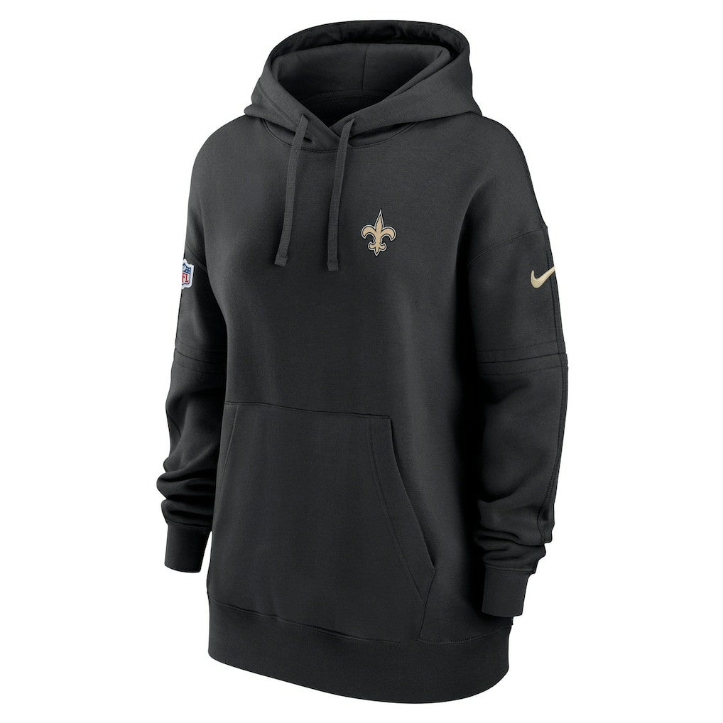 New Orleans Saints Women's 2023 Sideline Club Fleece Pullover Hoodie - Black - Nike
