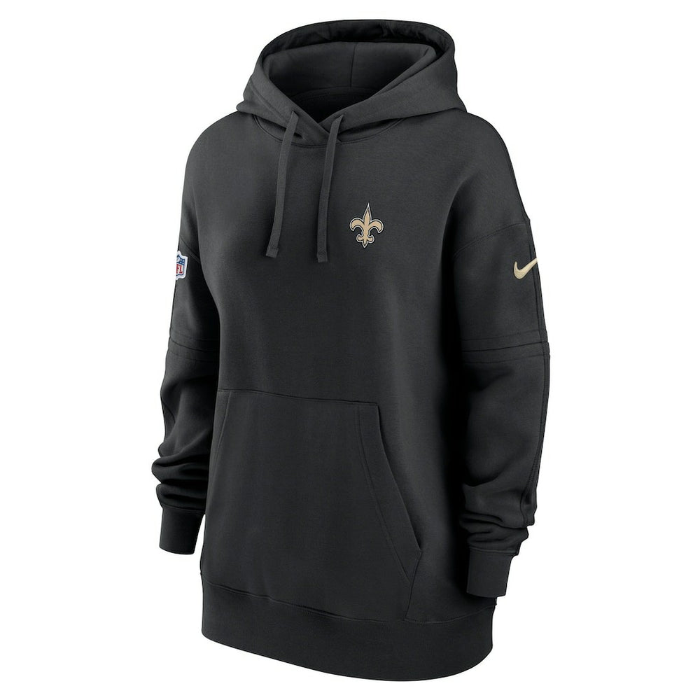 New Orleans Saints Women's 2023 Sideline Club Fleece Pullover Hoodie - Black - Nike