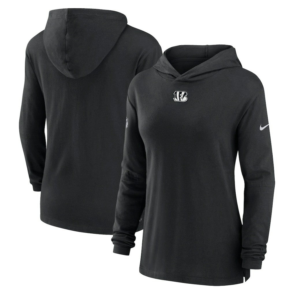 Cincinnati Bengals Women's Sideline Performance Long Sleeve Hoodie T-Shirt - Black - Nike