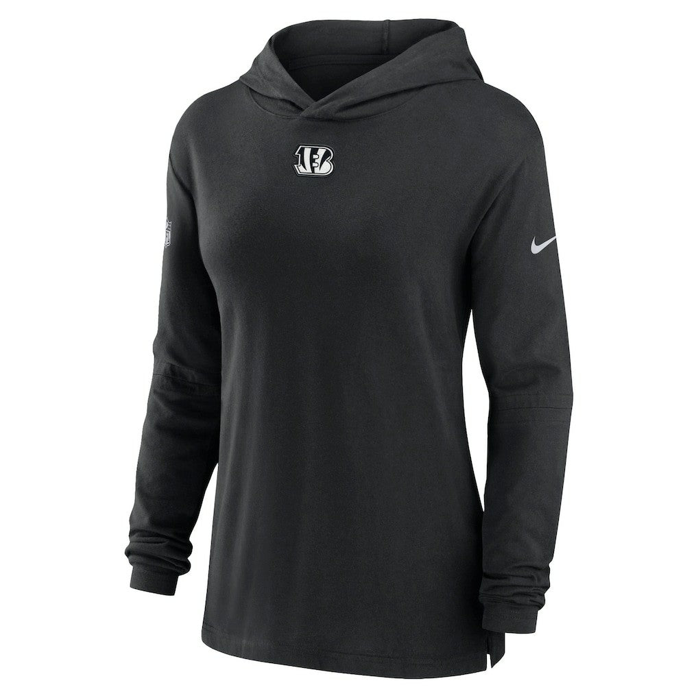 Cincinnati Bengals Women's Sideline Performance Long Sleeve Hoodie T-Shirt - Black - Nike