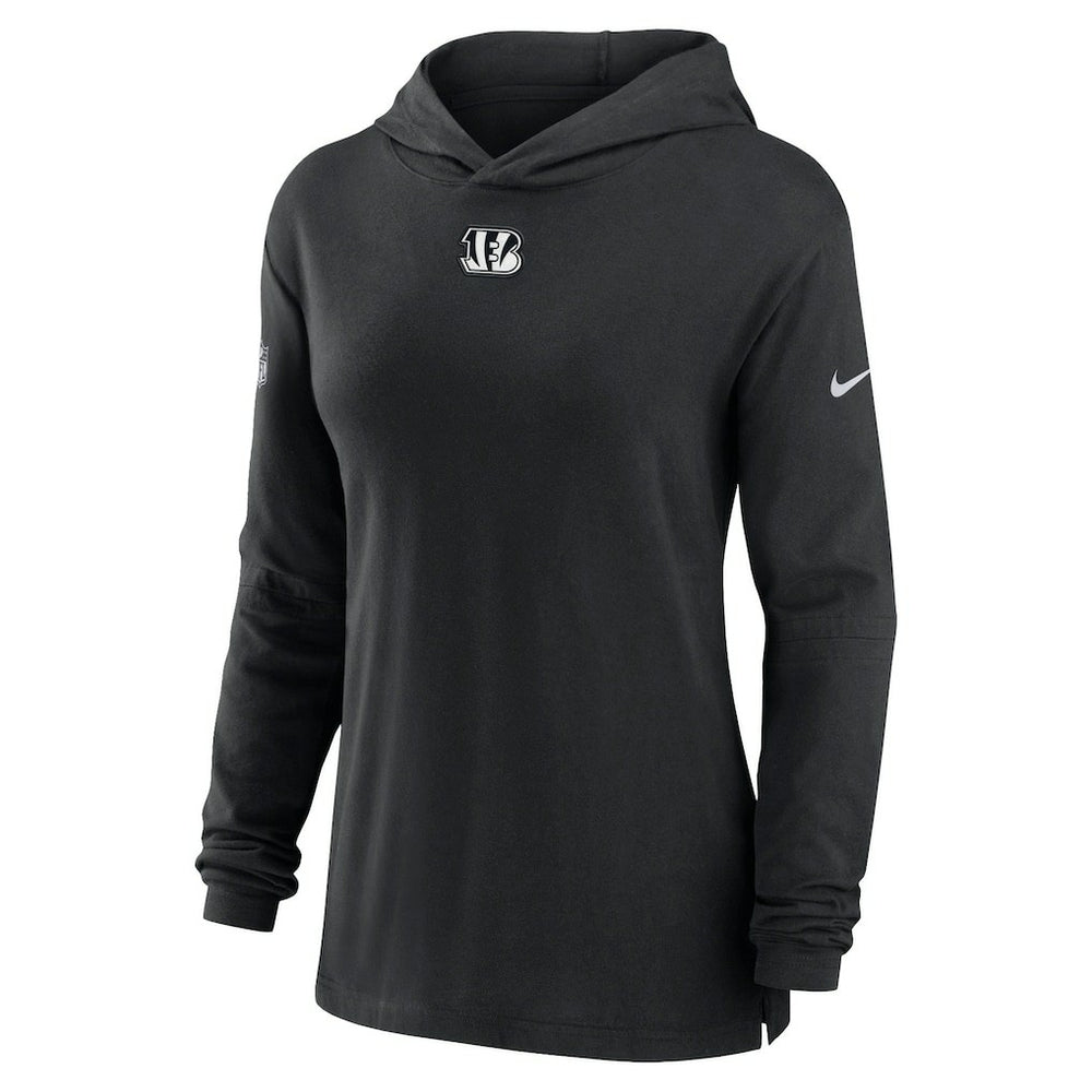 Cincinnati Bengals Women's Sideline Performance Long Sleeve Hoodie T-Shirt - Black - Nike