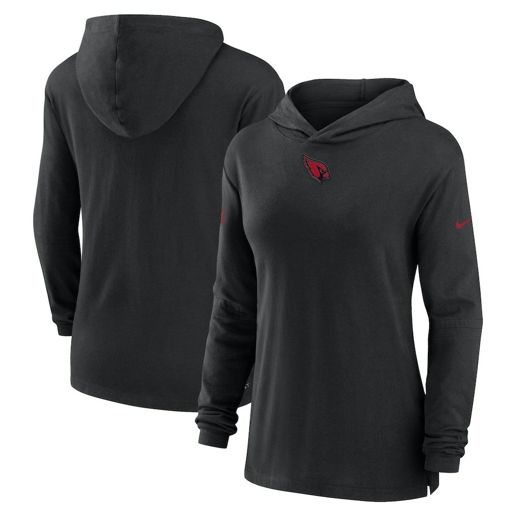 Arizona Cardinals Women's Sideline Performance Long Sleeve Hoodie T-Shirt - Black - Nike