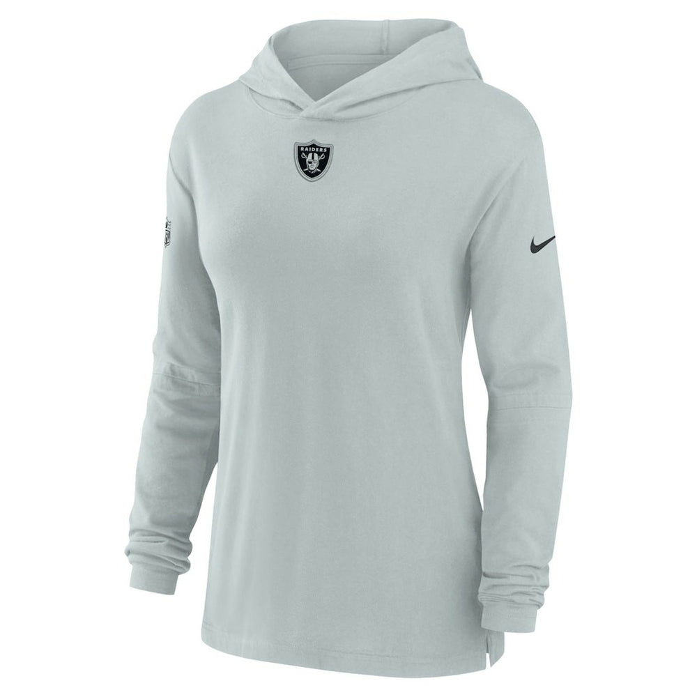 Las Vegas Raiders Women's Sideline Performance Long Sleeve Hoodie T-Shirt - Silver - Nike