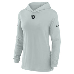 Las Vegas Raiders Women's Sideline Performance Long Sleeve Hoodie T-Shirt - Silver - Nike