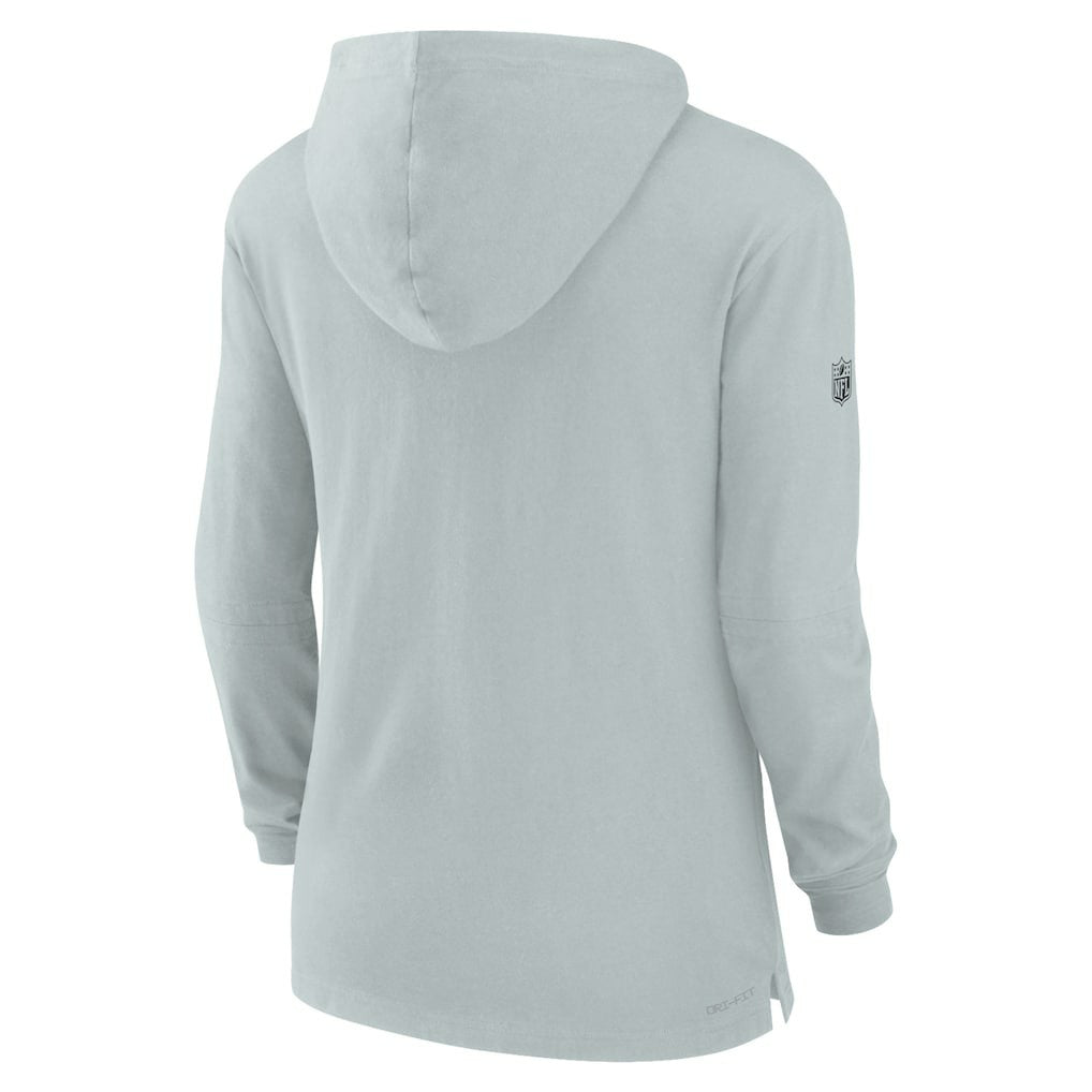 Las Vegas Raiders Women's Sideline Performance Long Sleeve Hoodie T-Shirt - Silver - Nike
