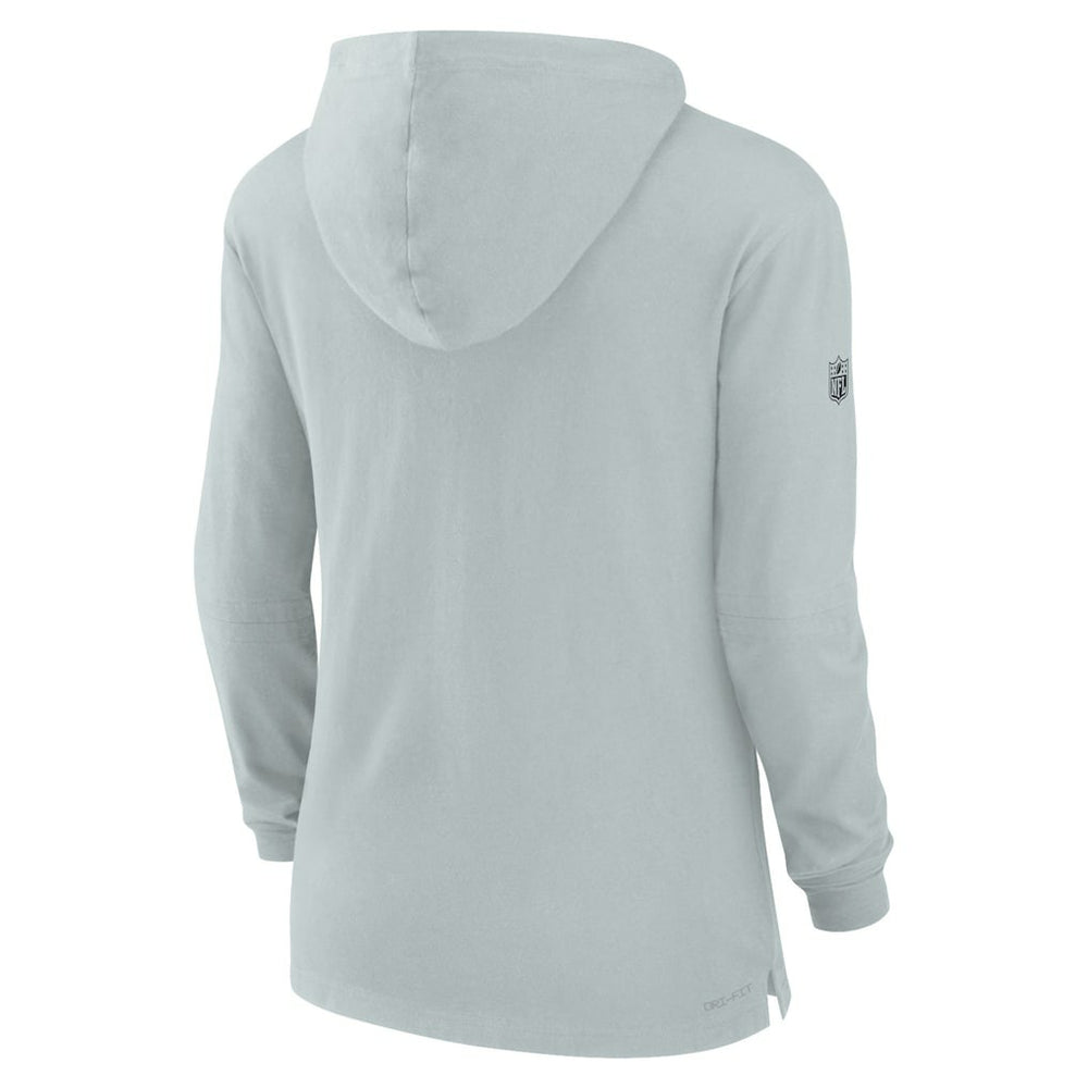 Las Vegas Raiders Women's Sideline Performance Long Sleeve Hoodie T-Shirt - Silver - Nike