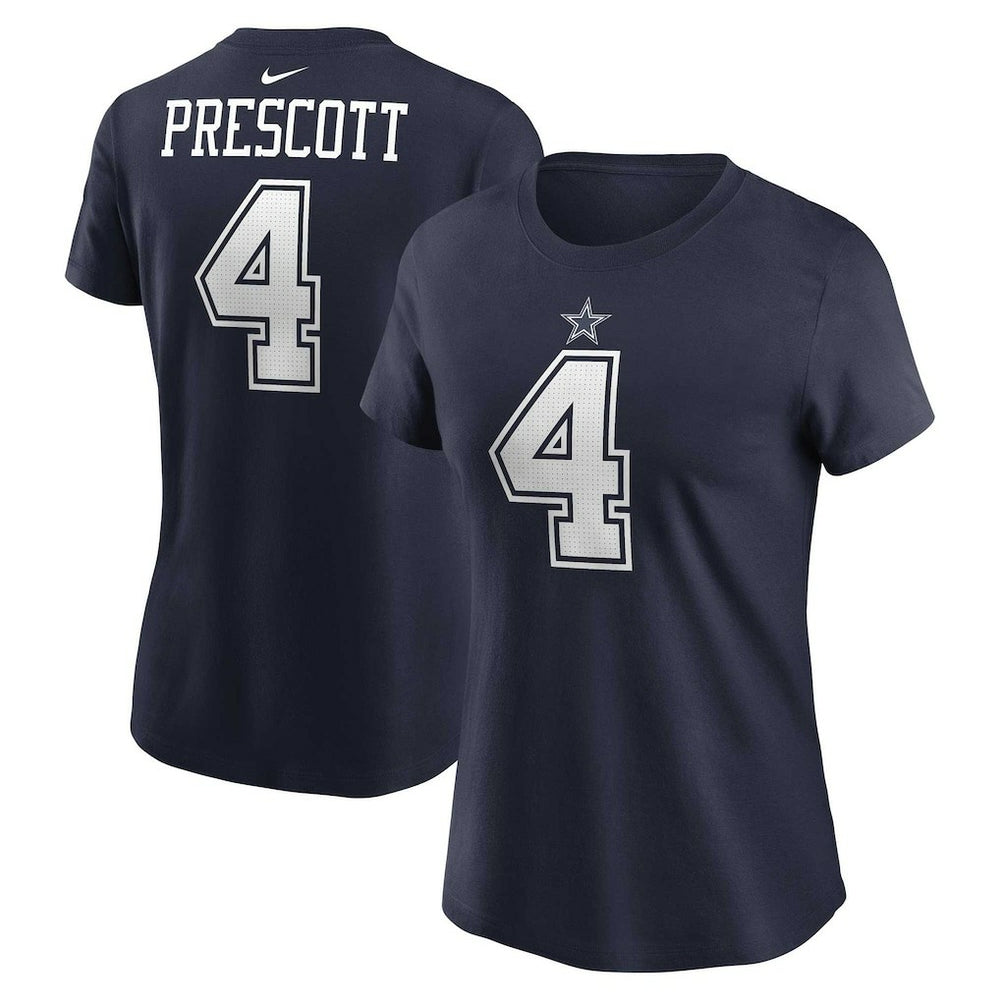 Dak Prescott Dallas Cowboys Women's Player Name & Number T-Shirt - Navy - Nike