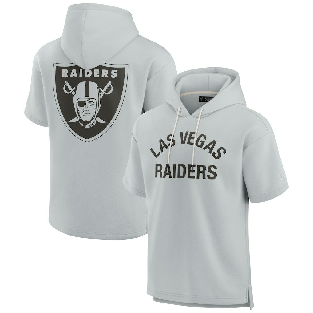 Las Vegas Raiders Unisex Elements Super Soft Fleece Short Sleeve Pullover Hoodie - Gray - Fanatics