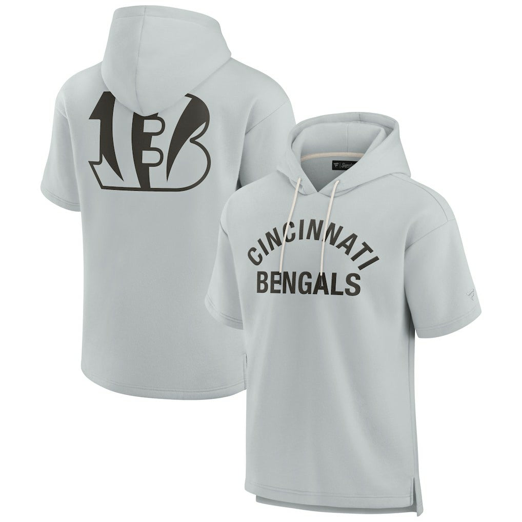 Cincinnati Bengals Unisex Elements Super Soft Fleece Short Sleeve Pullover Hoodie - Gray - Fanatics