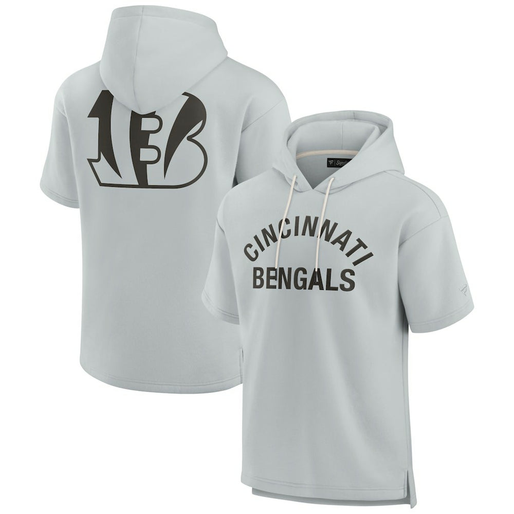 Cincinnati Bengals Unisex Elements Super Soft Fleece Short Sleeve Pullover Hoodie - Gray - Fanatics