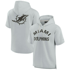 Miami Dolphins Unisex Elements Super Soft Fleece Short Sleeve Pullover Hoodie - Gray - Fanatics