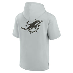 Miami Dolphins Unisex Elements Super Soft Fleece Short Sleeve Pullover Hoodie - Gray - Fanatics