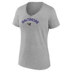Baltimore Ravens Women's Team Arc V-Neck T-Shirt - Heather Gray - NFL