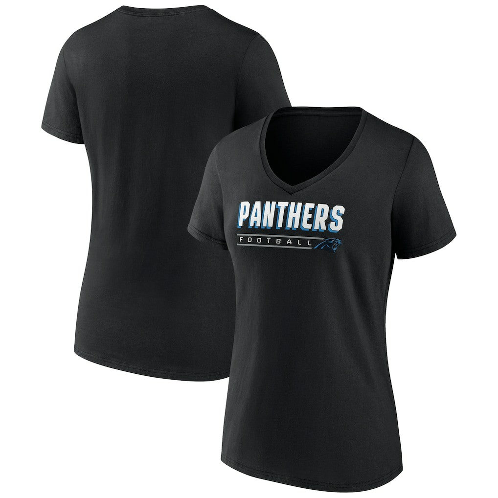 Carolina Panthers Women's Primary Play V-Neck T-Shirt - Black - NFL