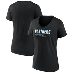 Carolina Panthers Women's Primary Play V-Neck T-Shirt - Black - NFL