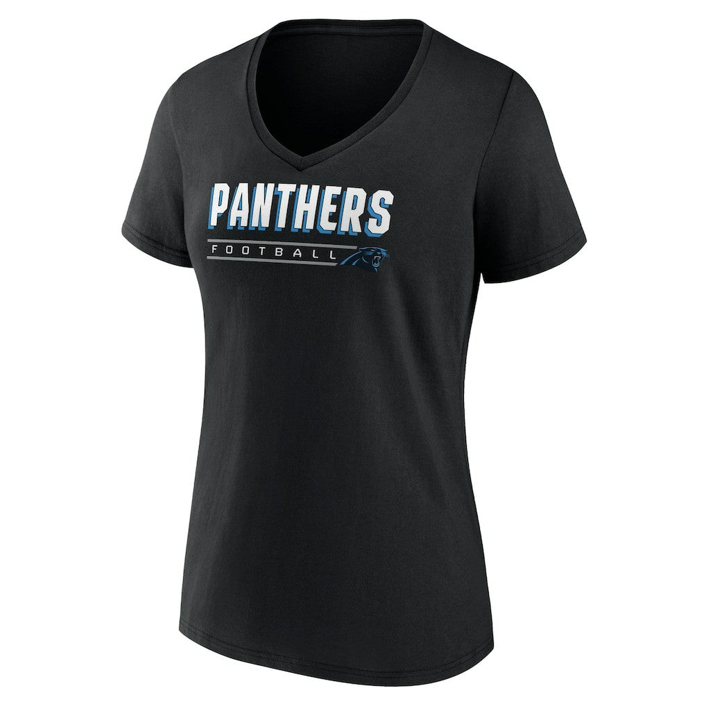 Carolina Panthers Women's Primary Play V-Neck T-Shirt - Black - NFL