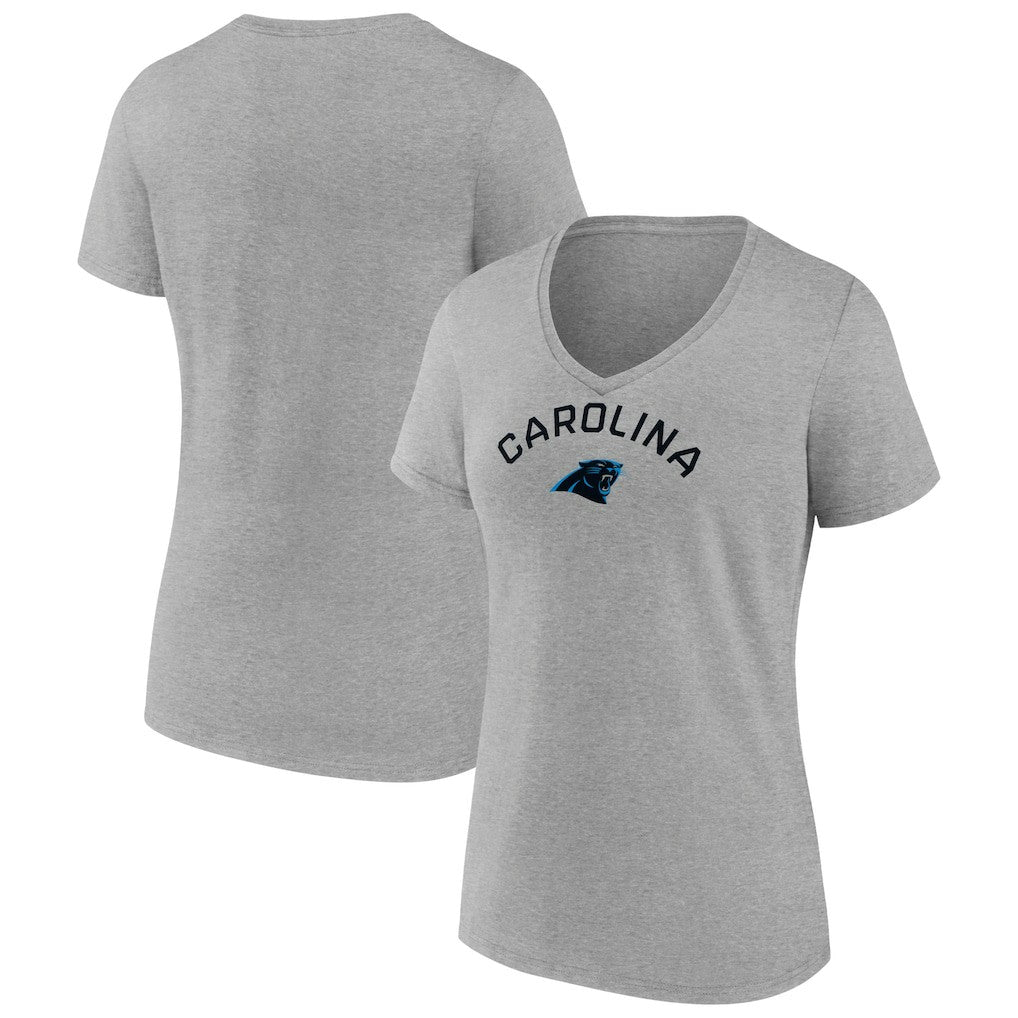 Carolina Panthers Women's Team Arc V-Neck T-Shirt - Heather Gray - NFL