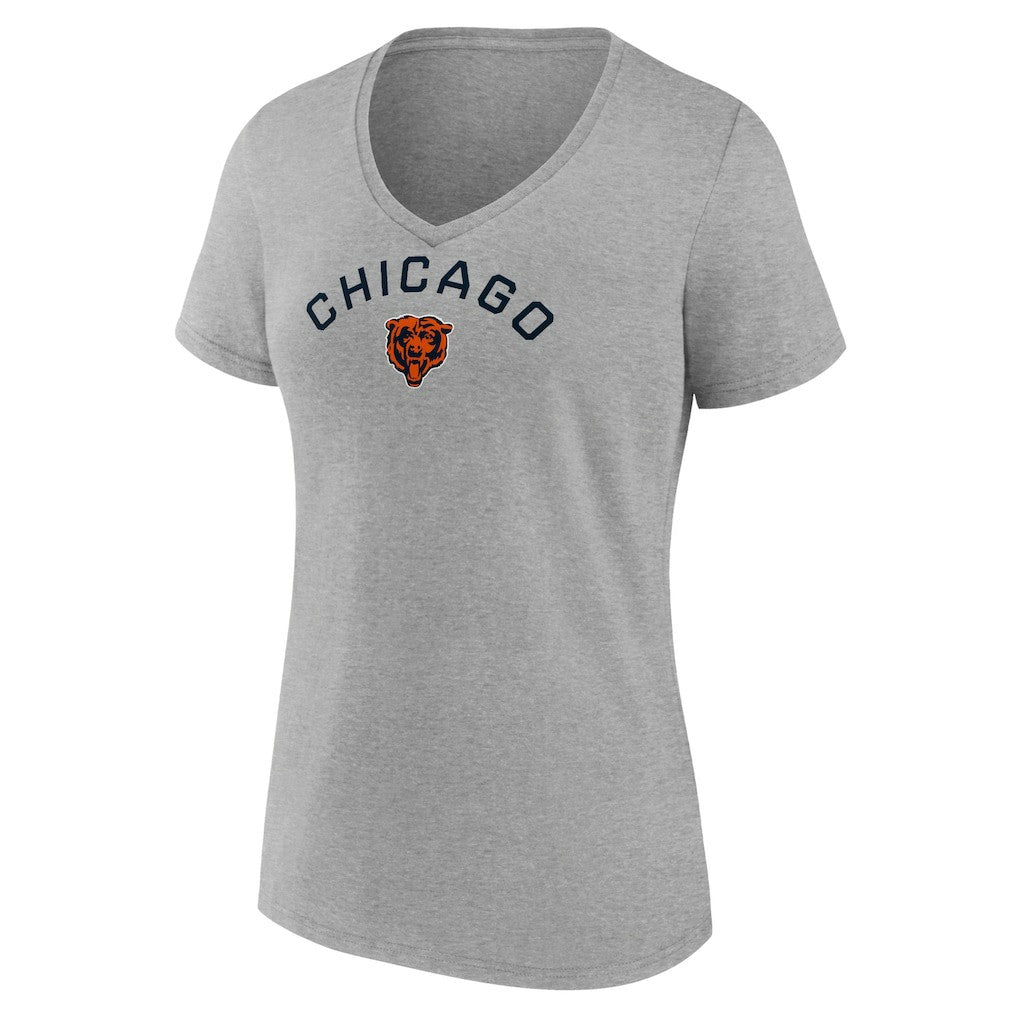 Chicago Bears Women's Team Arc V-Neck T-Shirt - Heather Gray - NFL