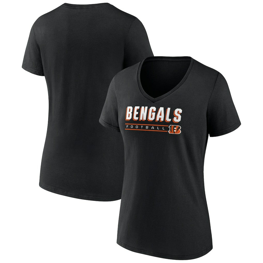 Cincinnati Bengals Women's Primary Play V-Neck T-Shirt - Black - NFL
