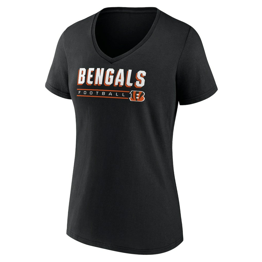 Cincinnati Bengals Women's Primary Play V-Neck T-Shirt - Black - NFL