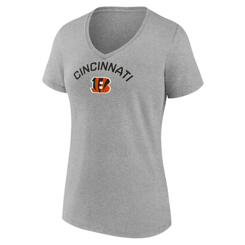 Cincinnati Bengals Women's Team Arc V-Neck T-Shirt - Heather Gray - NFL