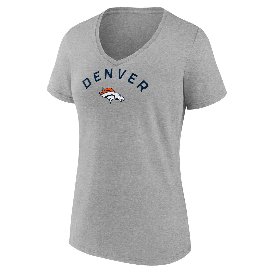 Denver Broncos Women's Team Arc V-Neck T-Shirt - Heather Gray - NFL