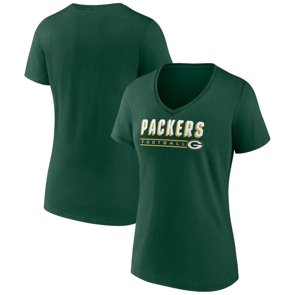 Green Bay Packers Women's Primary Play V-Neck T-Shirt - Green - NFL