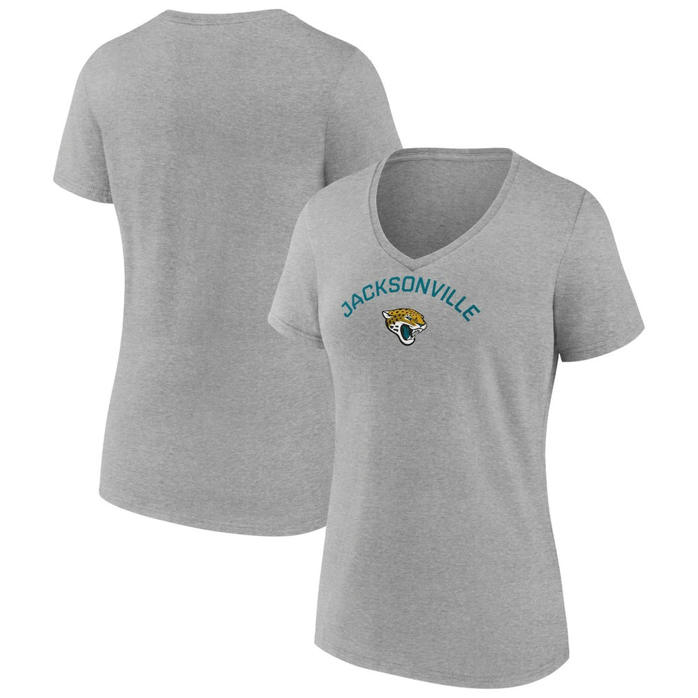 Jacksonville Jaguars Women's Team Arc V-Neck T-Shirt - Heather Gray - NFL