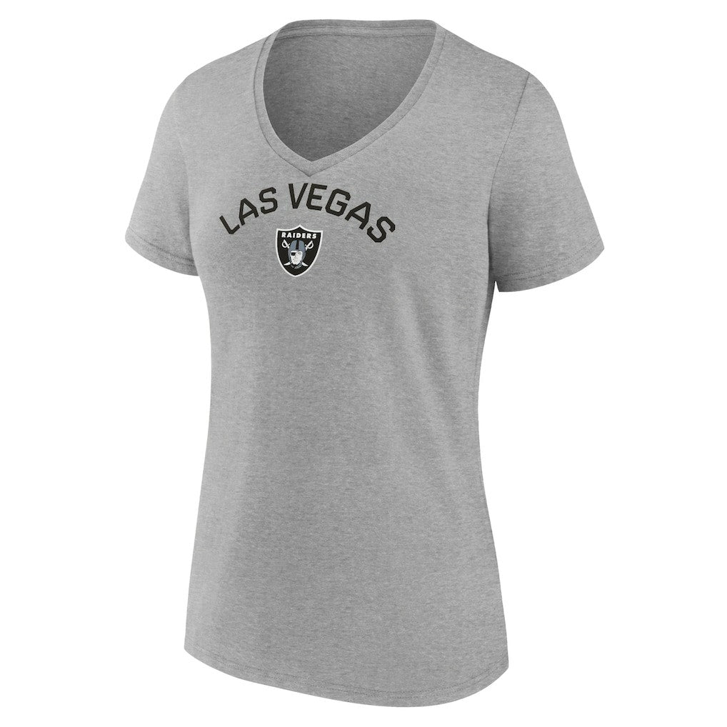 Las Vegas Raiders Women's Team Arc V-Neck T-Shirt - Heather Gray - NFL