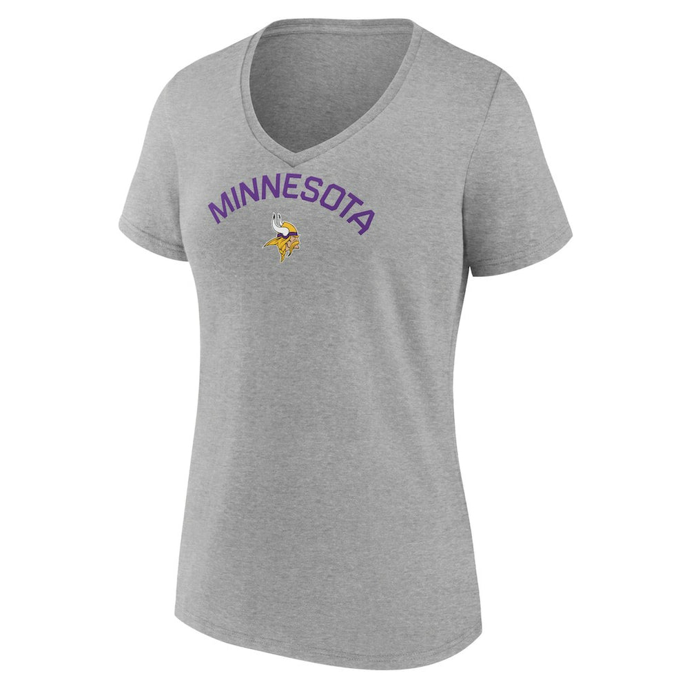 Minnesota Vikings Women's Team Arc V-Neck T-Shirt - Heather Gray - NFL