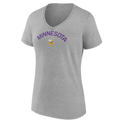 Minnesota Vikings Women's Team Arc V-Neck T-Shirt - Heather Gray - NFL