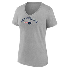 New England Patriots Women's Team Arc V-Neck T-Shirt - Heather Gray - NFL
