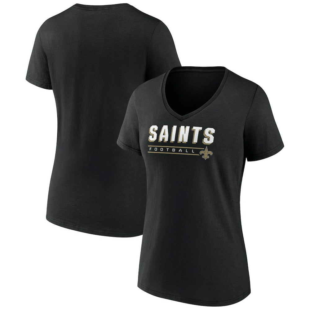 New Orleans Saints Women's Primary Play V-Neck T-Shirt - Black - NFL