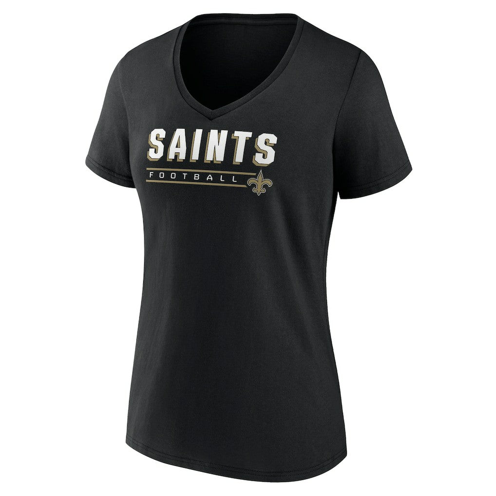 New Orleans Saints Women's Primary Play V-Neck T-Shirt - Black - NFL