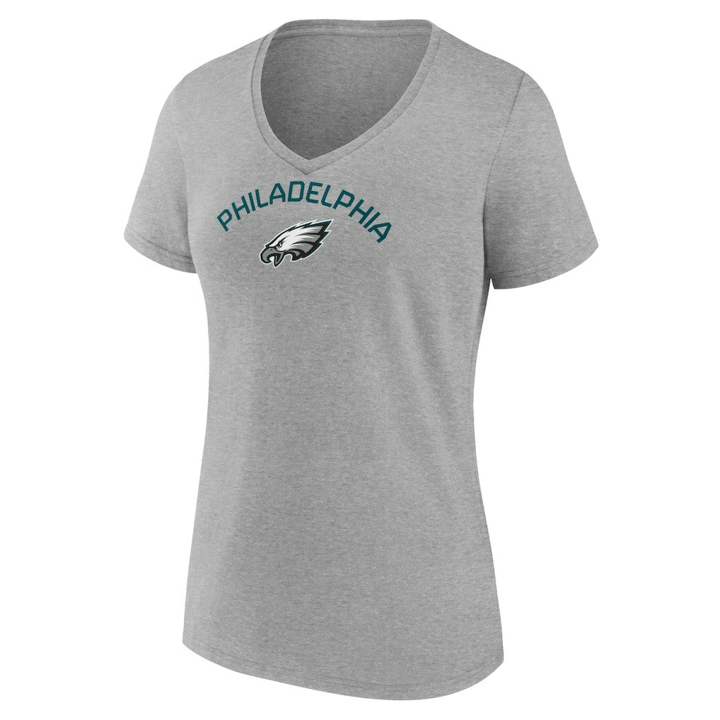 Philadelphia Eagles Women's Team Arc V-Neck T-Shirt - Heather Gray - NFL