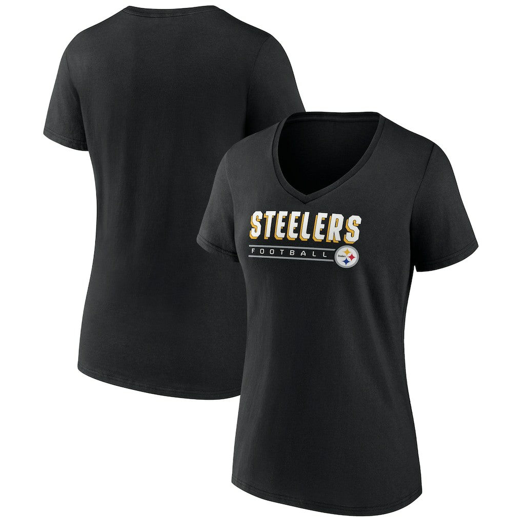 Pittsburgh Steelers Women's Primary Play V-Neck T-Shirt - Black - NFL