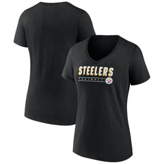 Pittsburgh Steelers Women's Primary Play V-Neck T-Shirt - Black - NFL