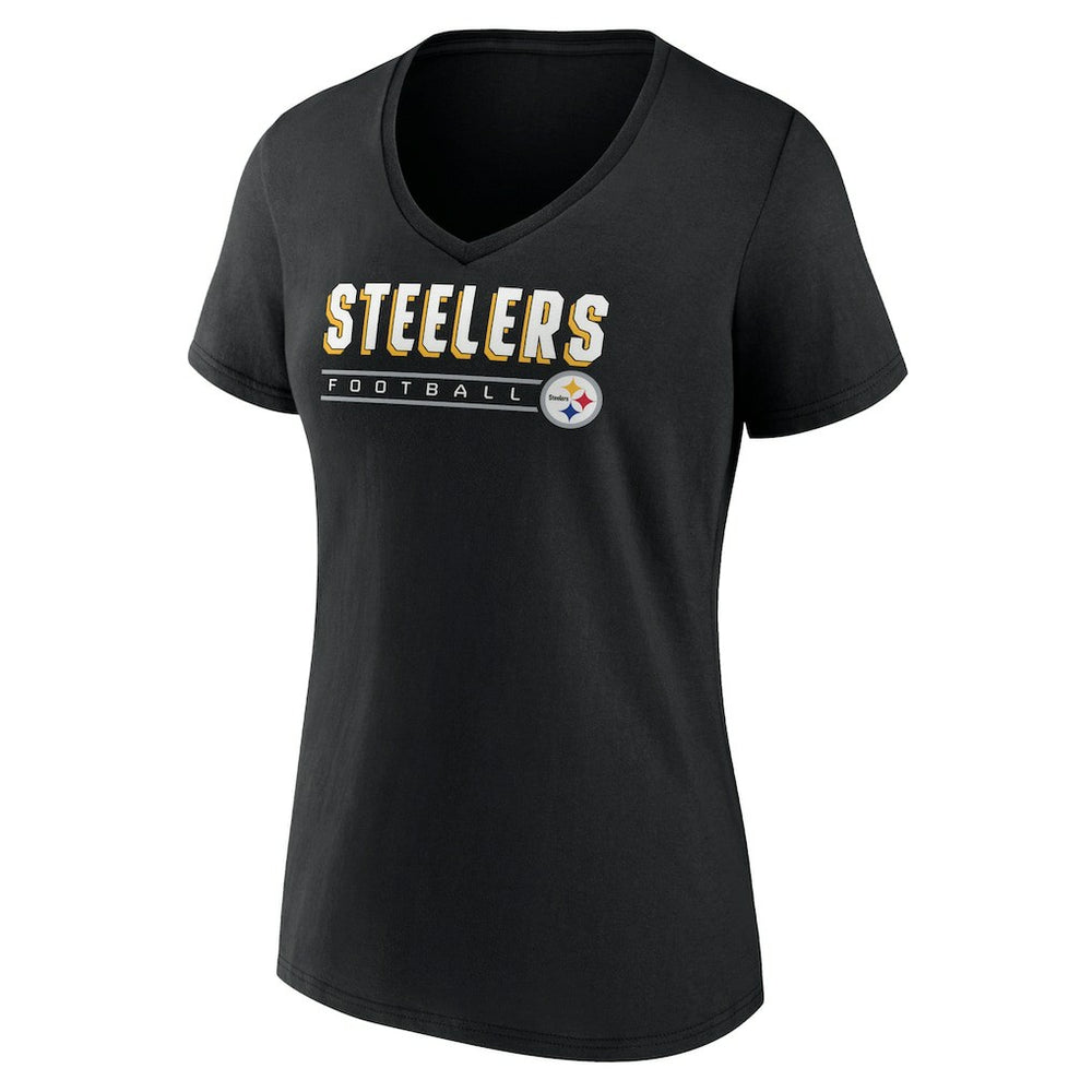 Pittsburgh Steelers Women's Primary Play V-Neck T-Shirt - Black - NFL