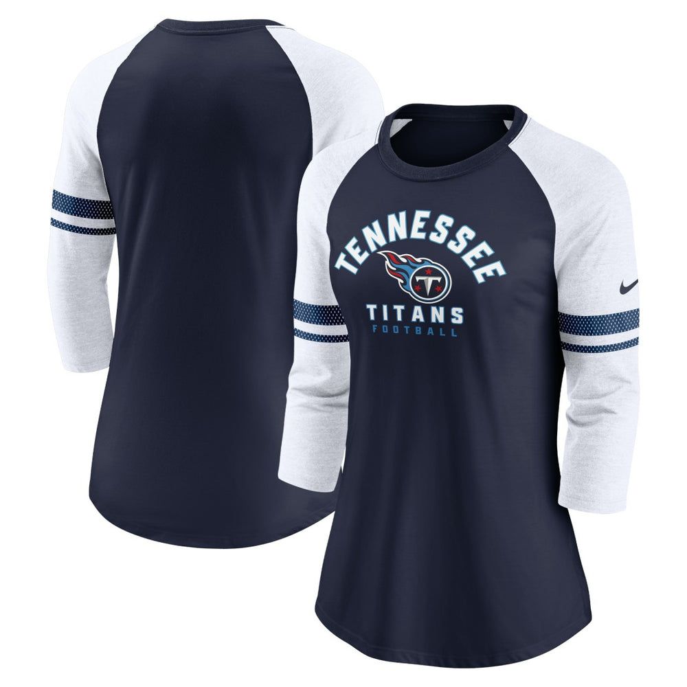 Tennessee Titans Women's Fashion 3/4-Sleeve Lightweight Raglan Fashion T-Shirt - Navy - Nike