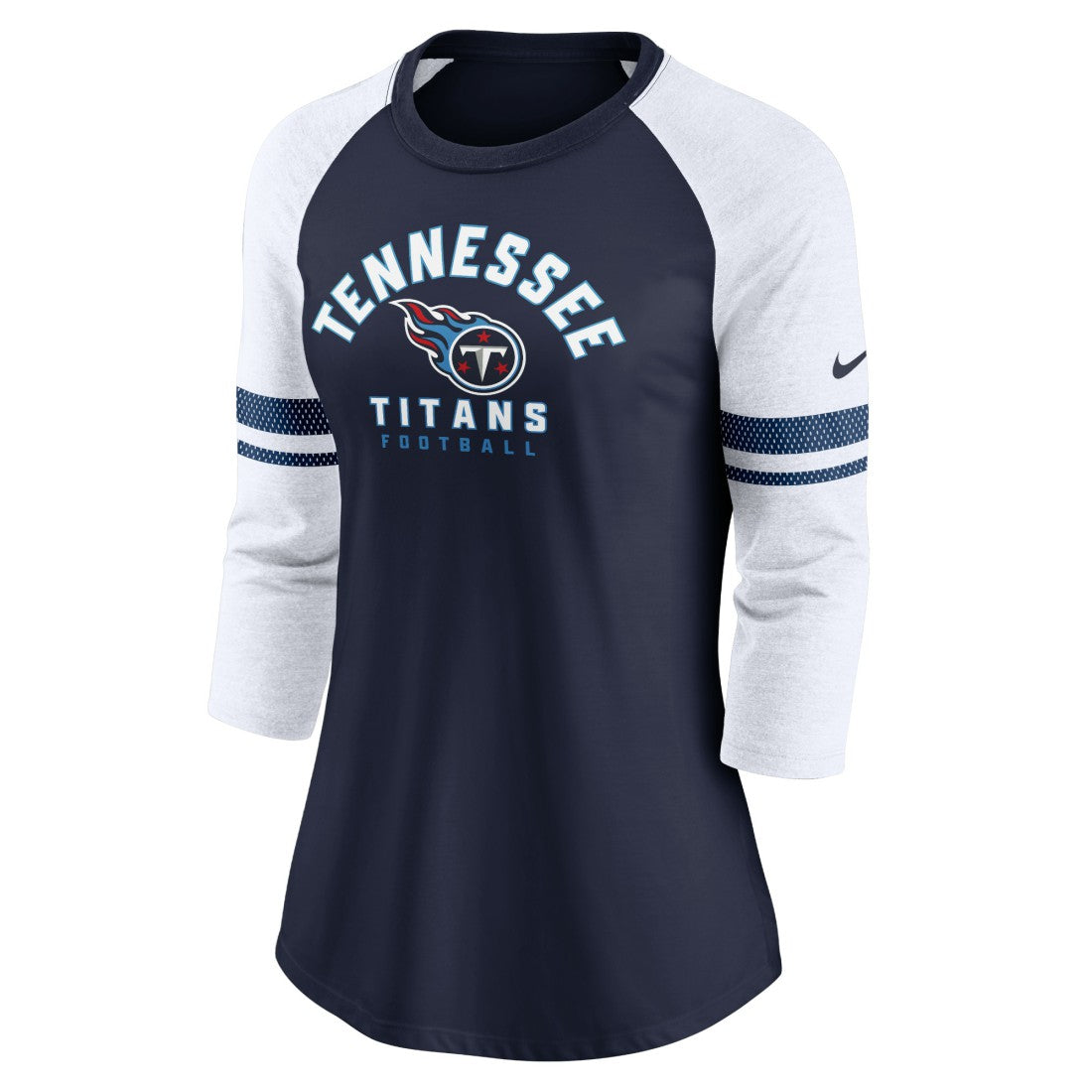 Tennessee Titans Women's Fashion 3/4-Sleeve Lightweight Raglan Fashion T-Shirt - Navy - Nike