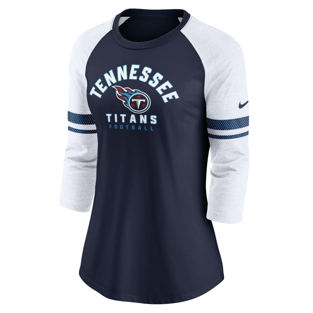 Tennessee Titans Women's Fashion 3/4-Sleeve Lightweight Raglan Fashion T-Shirt - Navy - Nike