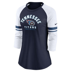 Tennessee Titans Women's Fashion 3/4-Sleeve Lightweight Raglan Fashion T-Shirt - Navy - Nike