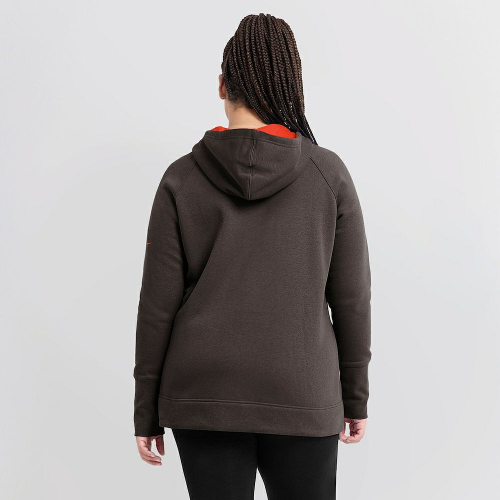 Cleveland Browns Women's Asymmetrical Raglan Full-Zip Hoodie - Brown - Nike