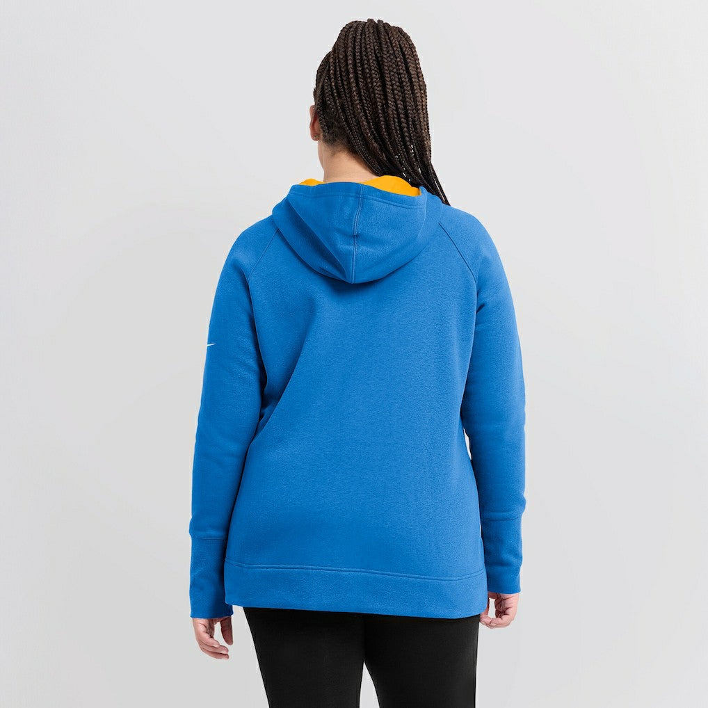 Los Angeles Chargers Women's Asymmetrical Raglan Full-Zip Hoodie - Powder Blue - Nike